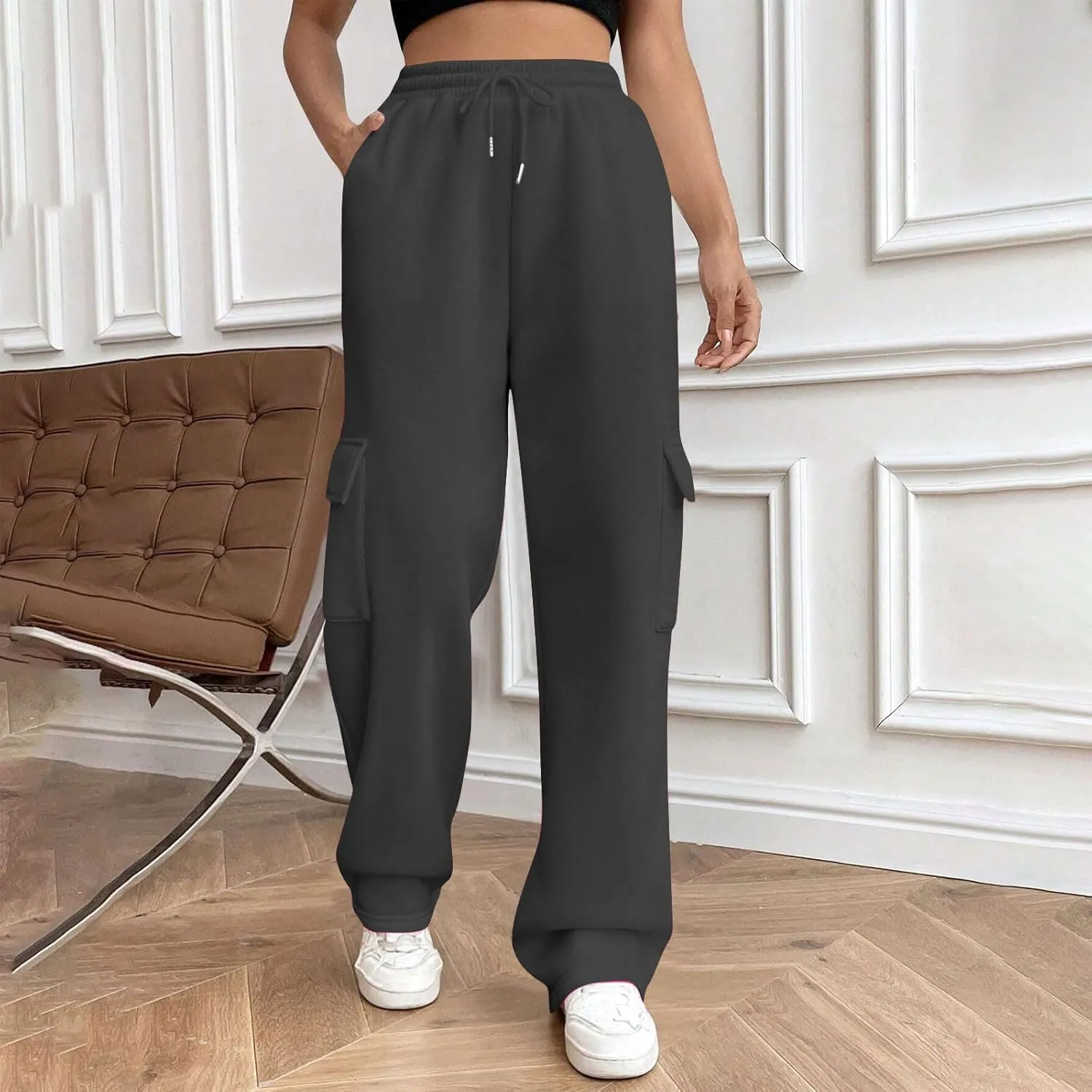 Womens Sweatpants Wide Leg Cargo Pants Fall Fashion Sweat Pants Baggy Winter Clothes Joggers Parachute Pants