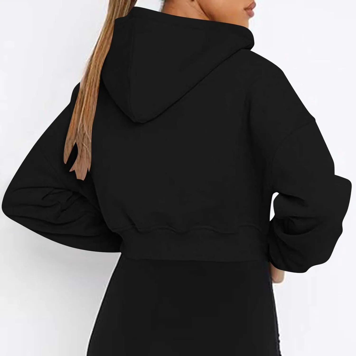 Womens Zip Up Cropped Sweatshirts Hoodie Long Sleeve Jacket Trendy Y2K Crop Tops 2024 Fashion Outfits Clothing