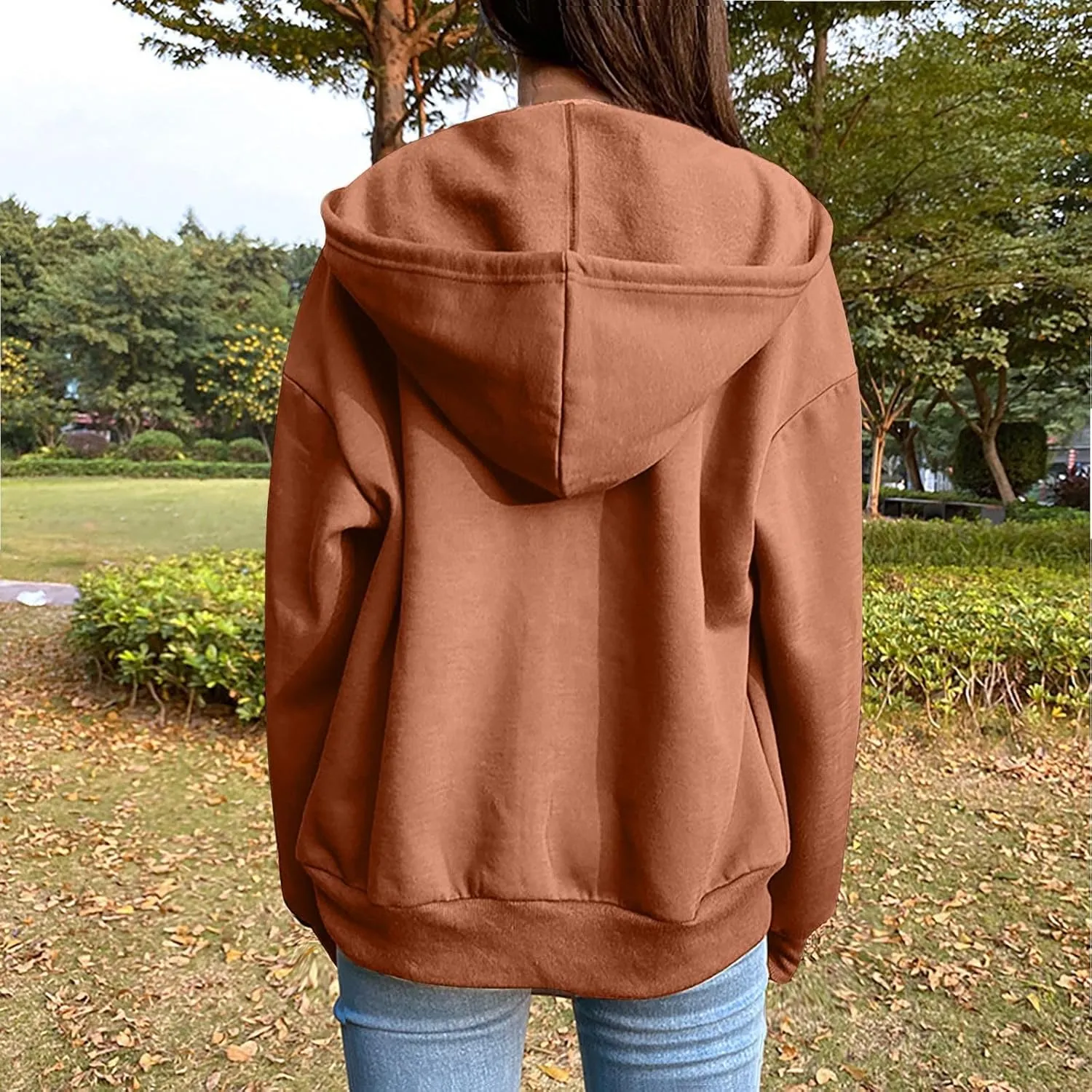 Womens Zip Up Hoodies Sweatshirt Long Sleeve Oversized Fleece Y2K Jacket Fall Outfits Fashion Clothes