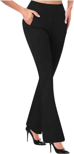 Work Pants for Women High Waist Dress Pants Business Casual Stretch Bootleg Yoga Pants Workout Trousers Slacks