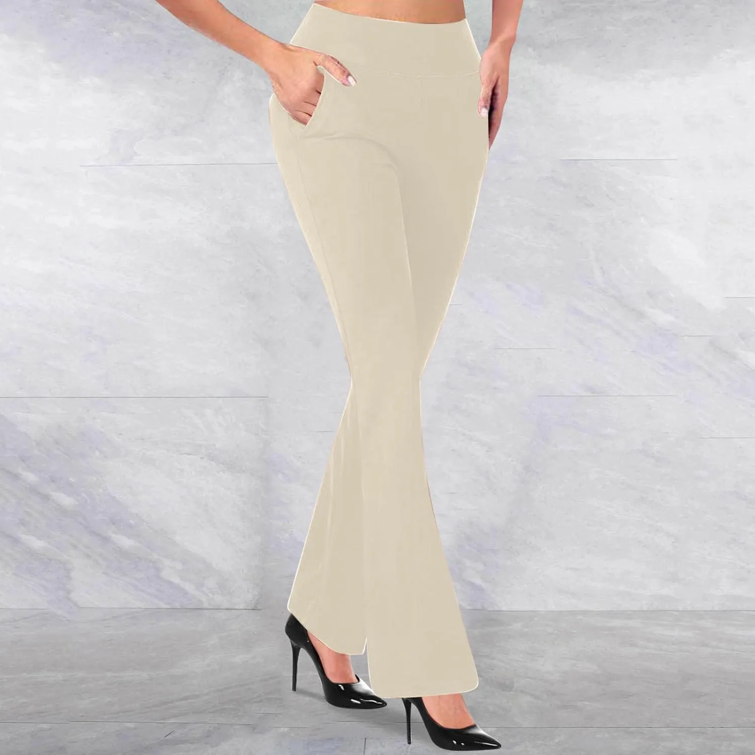 Work Pants for Women High Waist Dress Pants Business Casual Stretch Bootleg Yoga Pants Workout Trousers Slacks
