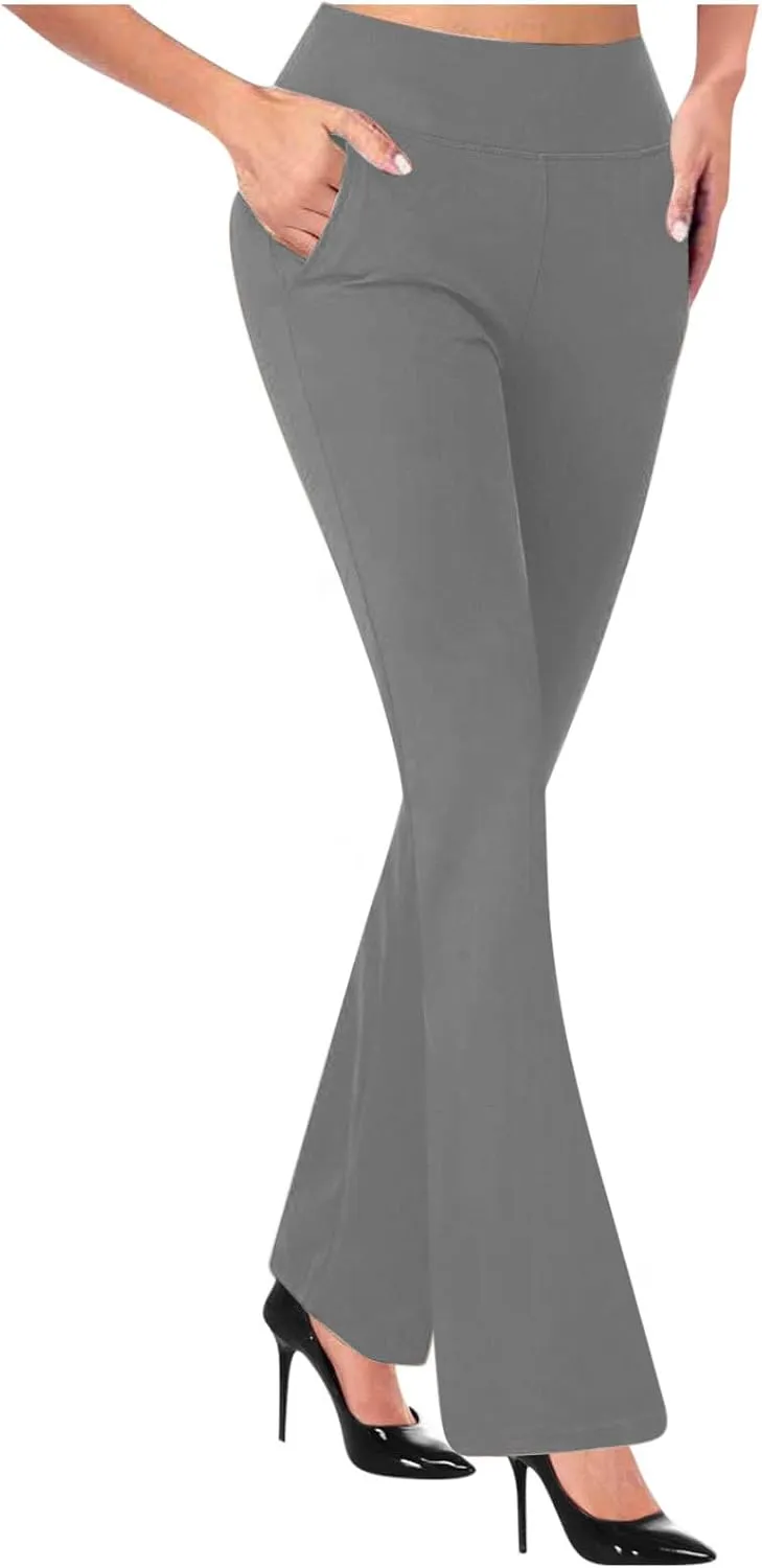 Work Pants for Women High Waist Dress Pants Business Casual Stretch Bootleg Yoga Pants Workout Trousers Slacks