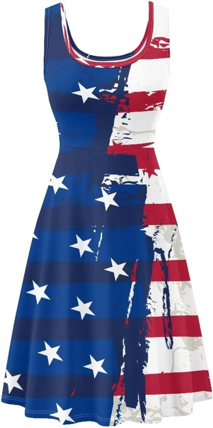 XS-4XL Dresses for Women Sleeveless Party Cocktail Swing Tank Sundress with Pocket