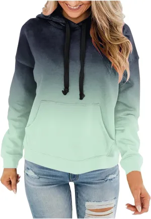 YRAETENM Hoodies for Women Fashion Crew Neck Long Sleeve Fleece Sweatshirts Oversized Lightweight Pullover Tops with Pocket