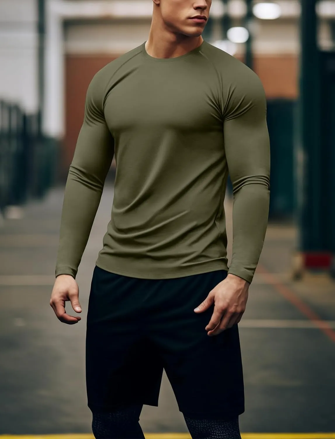 Zengjo Mens Long Sleeve Workout Shirts Moisture Wicking Running Athletic Sport Performance T-Shirt Lightweight SPF Sun Shirt