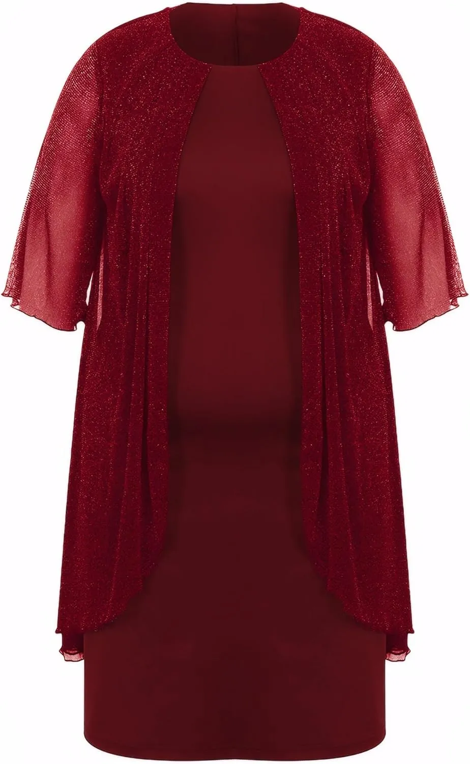 ZNU Plus Size Women Elegant Wedding Guest Mesh Dress Formal Gowns - 2025 Cocktail Party Midi Dress Half Sleeve