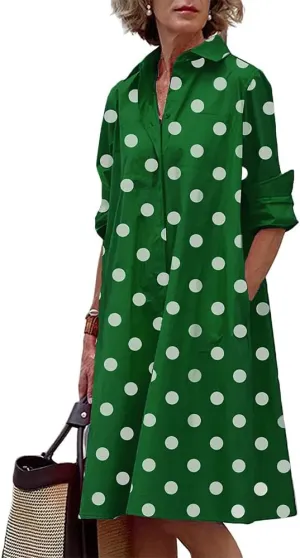 ZOCANIA Womens Button Down Linen Shirt Midi Dresses Long Sleeve Elegant Dress with Pockets