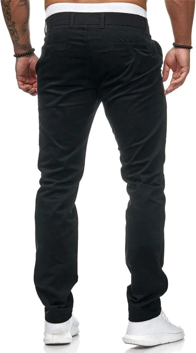 ZWRXW Men's Pants Slim Fit Casual Stretch Sweatpants Flat-Front Skinny Dress Comfy Chino Long Pant with Pockets