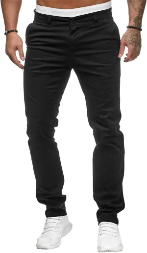 ZWRXW Men's Pants Slim Fit Casual Stretch Sweatpants Flat-Front Skinny Dress Comfy Chino Long Pant with Pockets