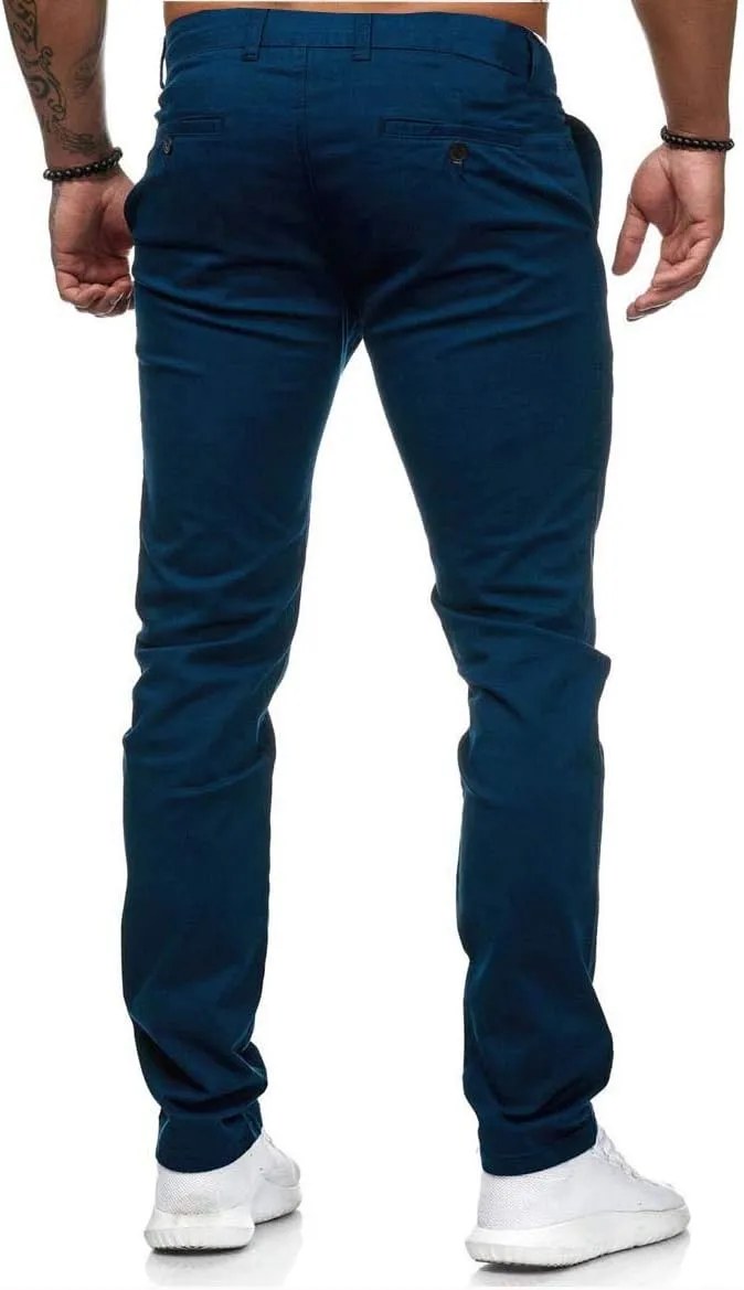 ZWRXW Men's Pants Slim Fit Casual Stretch Sweatpants Flat-Front Skinny Dress Comfy Chino Long Pant with Pockets